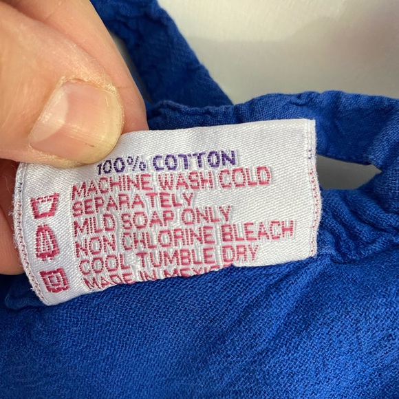 Cloudways 100% cotton Beautiful Blue Mexican Top - Picture 2 of 5